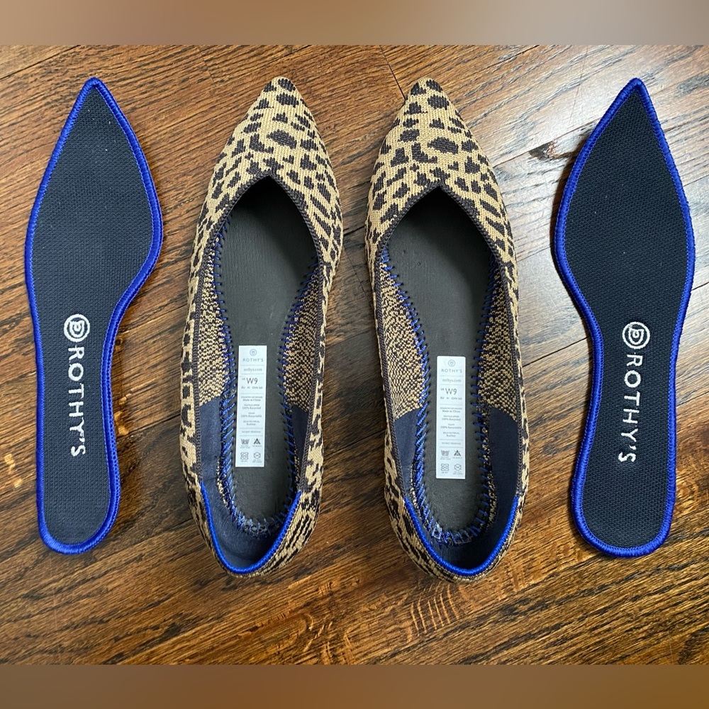 Rothy's- The Point- Leopard Cat Print Pointed Toe Flats in Tan and Black women 9 - Picture 6 of 16